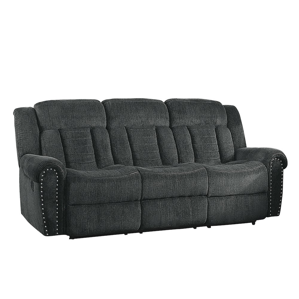 Nutmeg Chenille Double Reclining Sofa In Gray. Picture 1