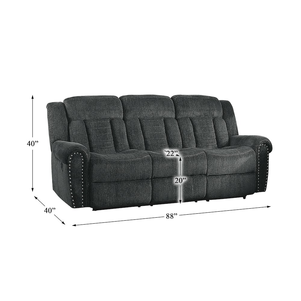 Nutmeg Chenille Double Reclining Sofa In Gray. Picture 4