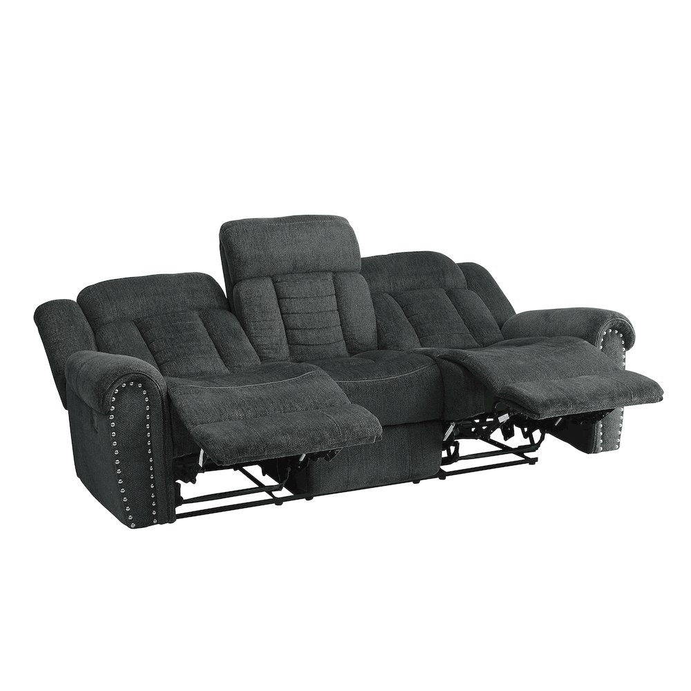 Nutmeg Chenille Double Reclining Sofa In Gray. Picture 5