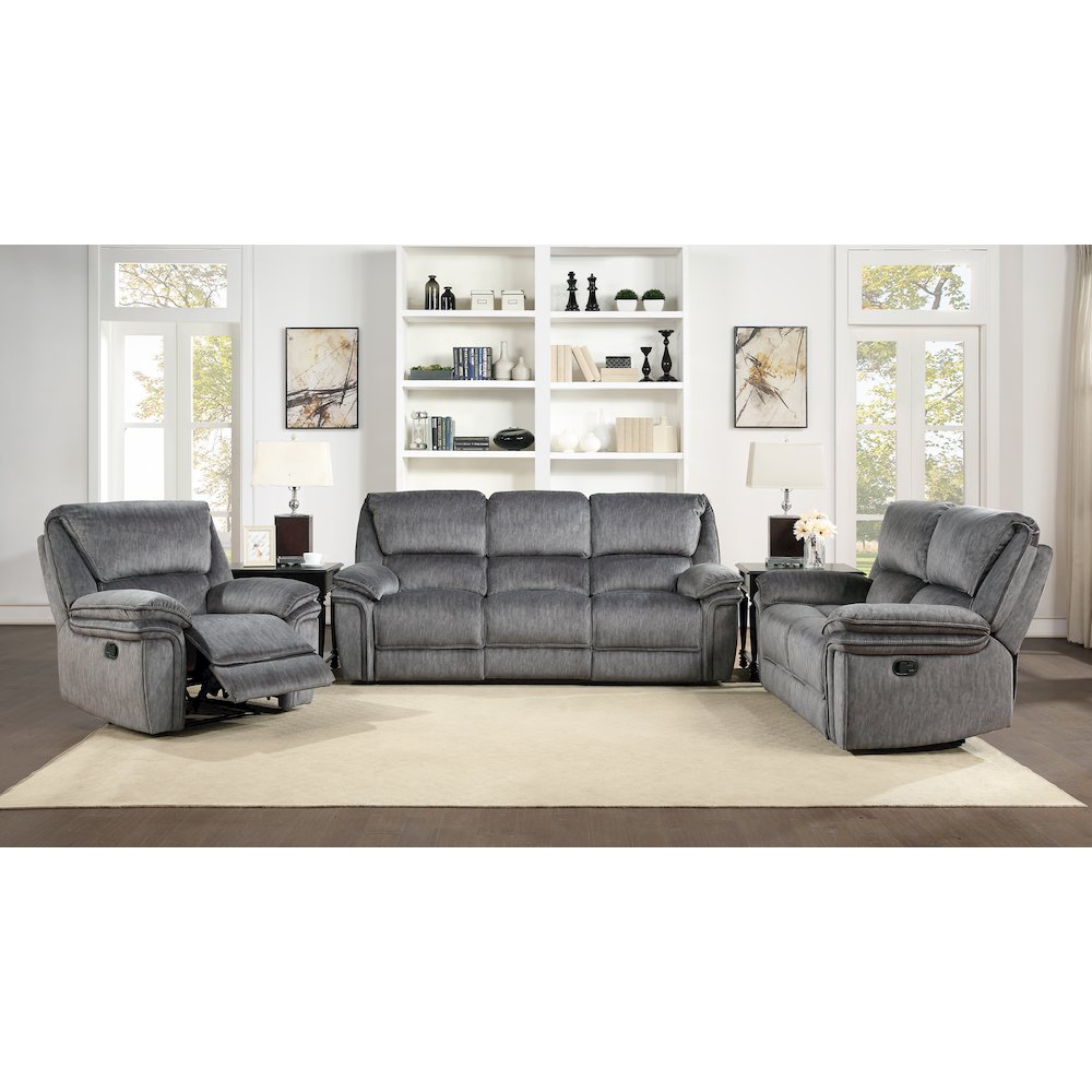 Muirfield Microfiber Reclining Chair In Gray. Picture 2