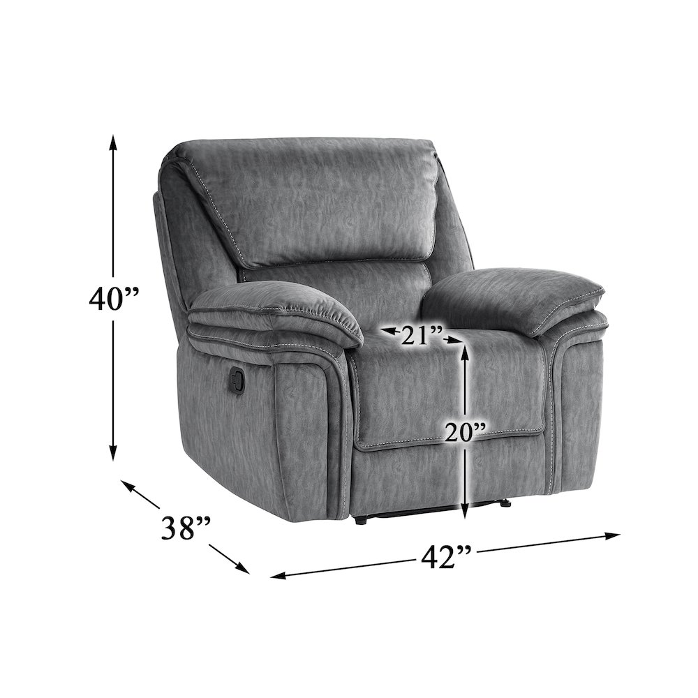 Muirfield Microfiber Reclining Chair In Gray. Picture 4
