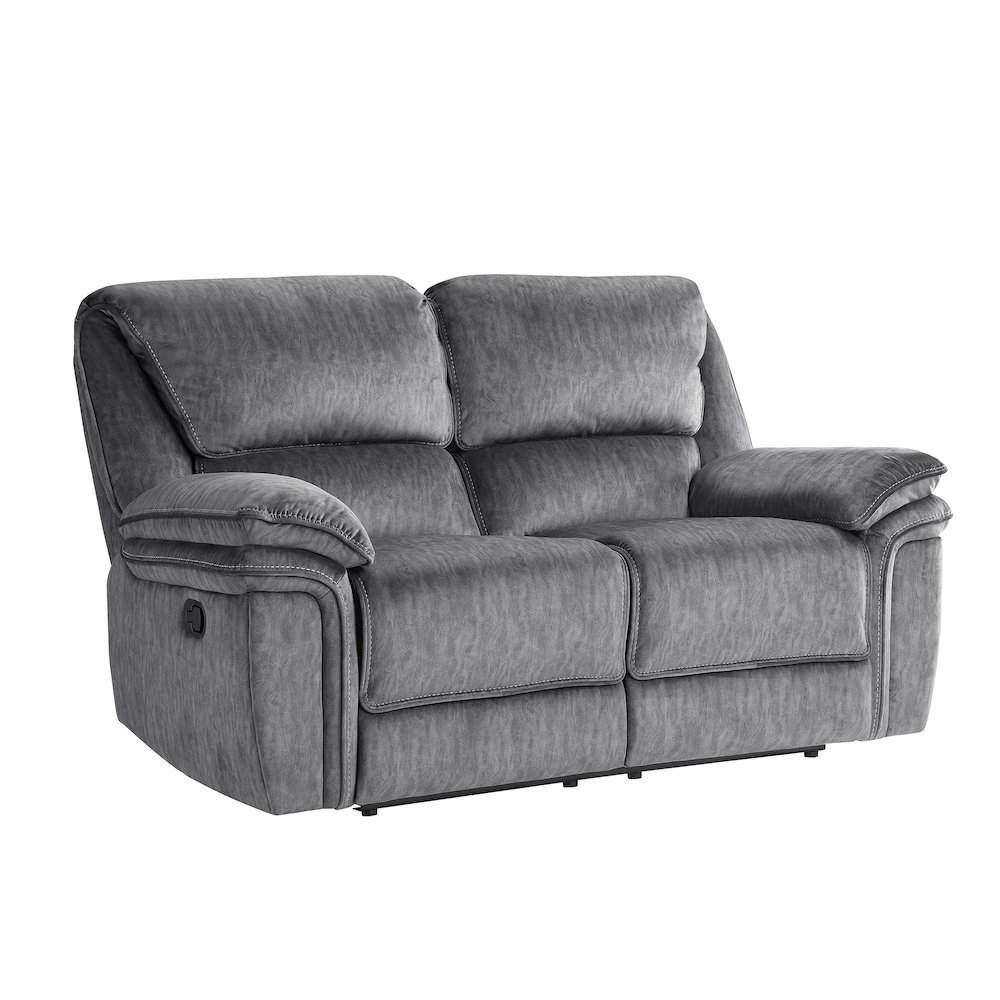 Muirfield Microfiber Double Reclining Love Seat In Gray. Picture 1