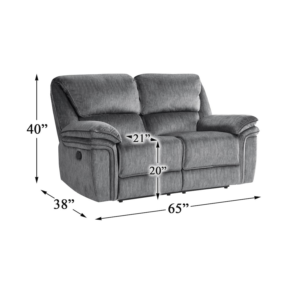 Muirfield Microfiber Double Reclining Love Seat In Gray. Picture 4
