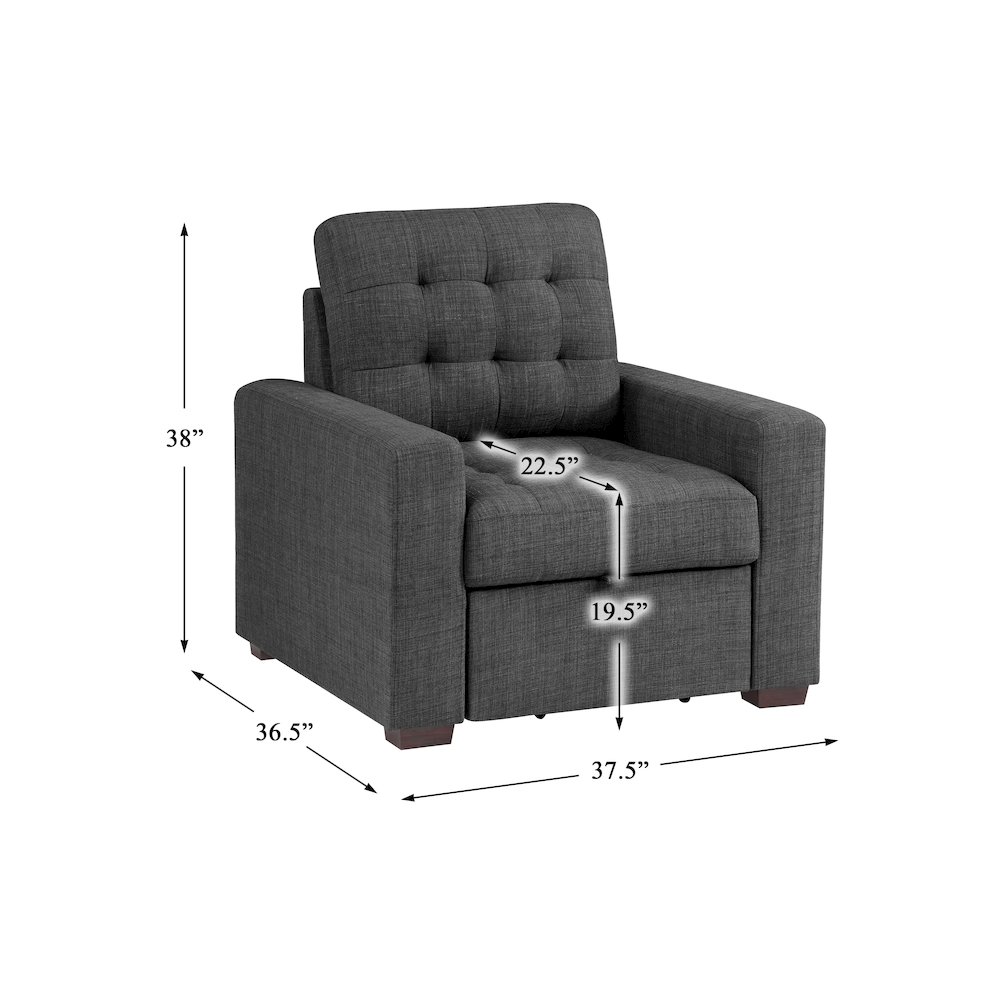 Mccafferty Textured Fabric Chair With Pull-Out Ottoman In Dark Gray. Picture 4