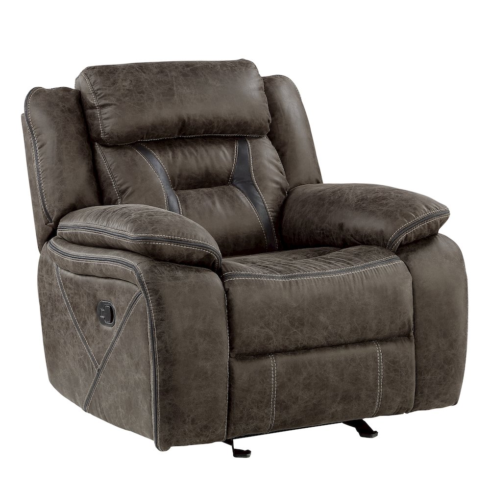 Madrona Microfiber Glider Reclining Chair In Dark Brown. Picture 1