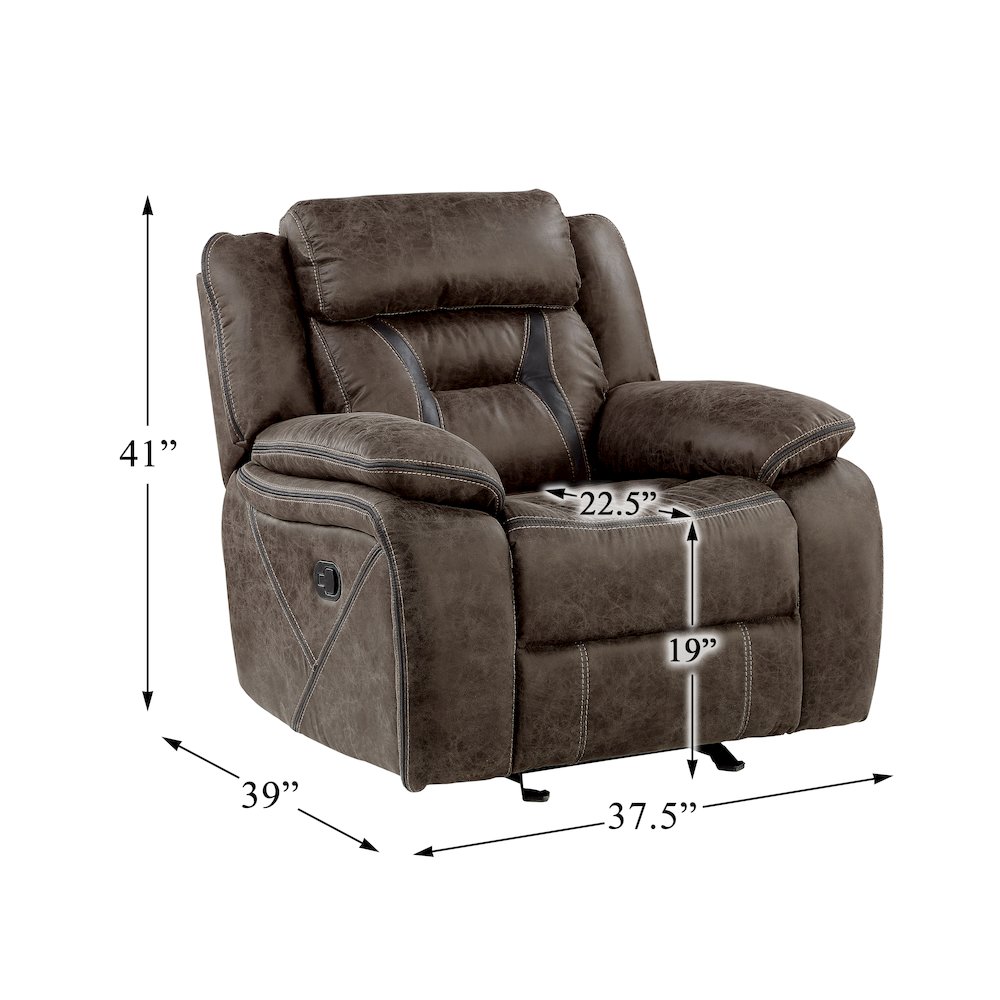 Madrona Microfiber Glider Reclining Chair In Dark Brown. Picture 4