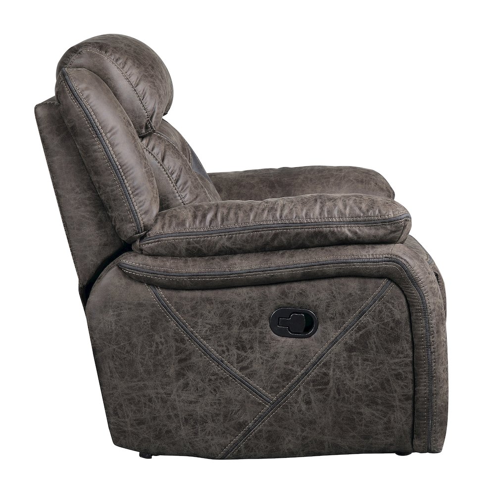 Madrona Microfiber Glider Reclining Chair In Dark Brown. Picture 5