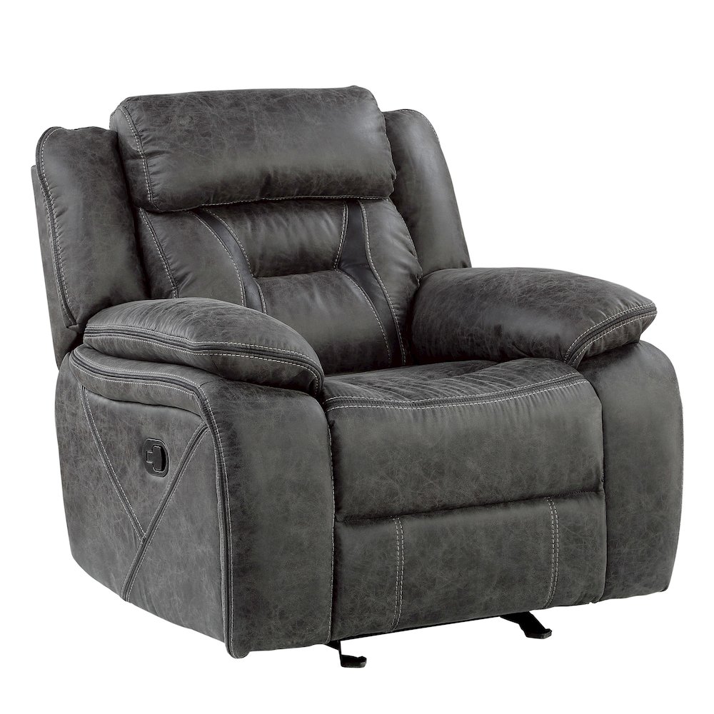 Madrona Microfiber Glider Reclining Chair In Gray. Picture 1