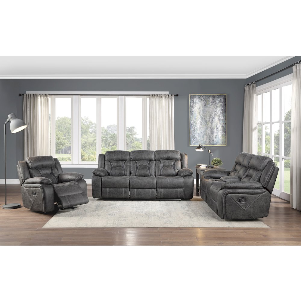 Madrona Microfiber Glider Reclining Chair In Gray. Picture 2