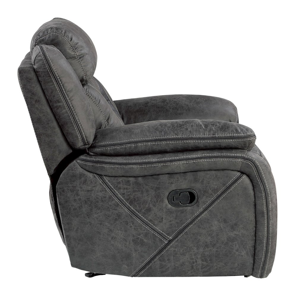 Madrona Microfiber Glider Reclining Chair In Gray. Picture 3