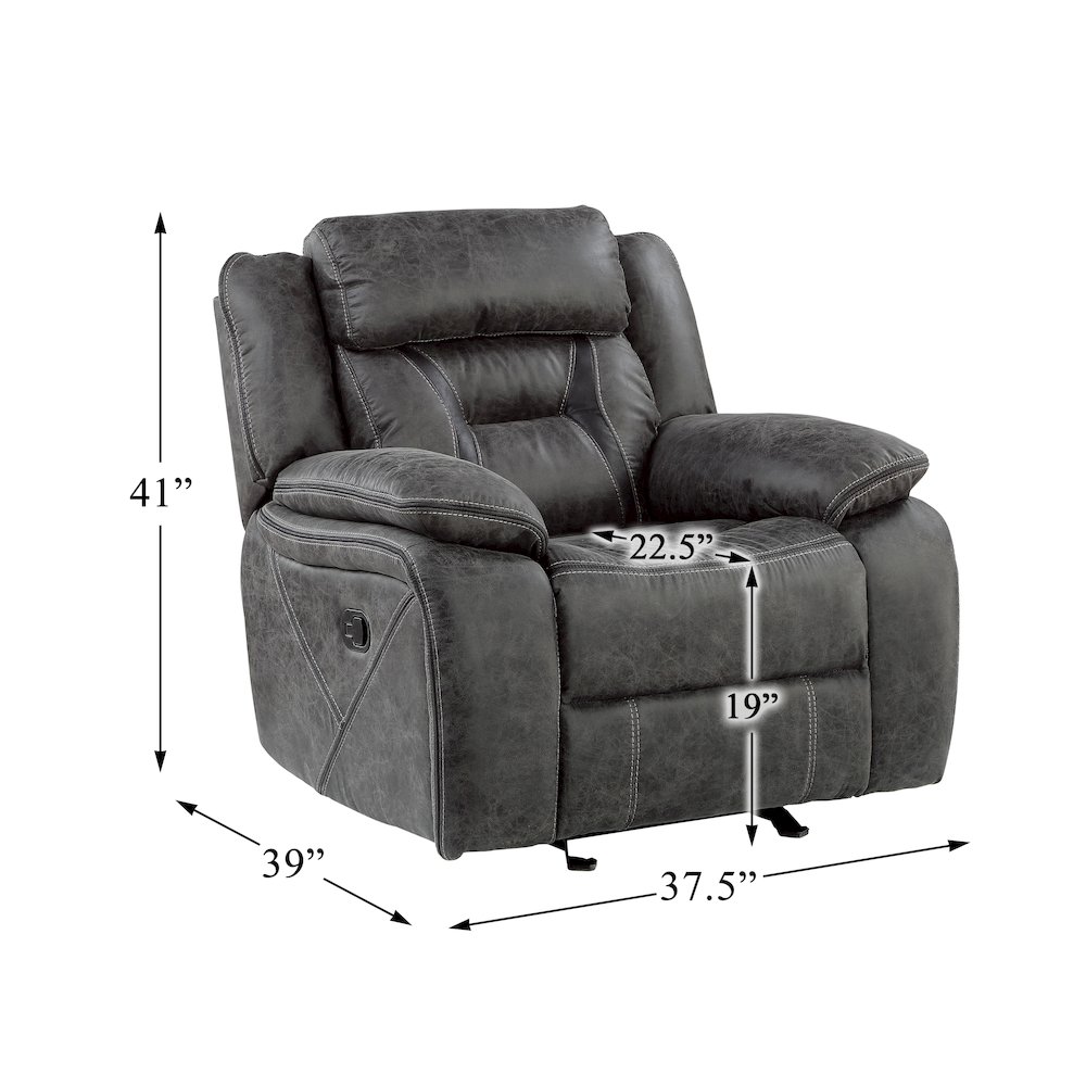 Madrona Microfiber Glider Reclining Chair In Gray. Picture 4