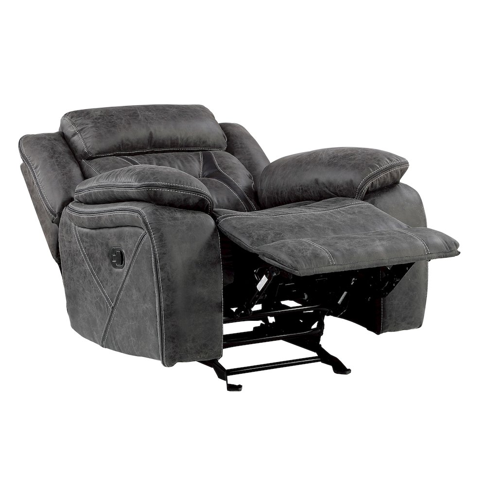 Madrona Microfiber Glider Reclining Chair In Gray. Picture 5
