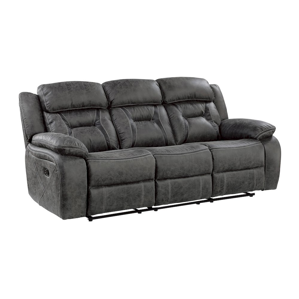 Madrona Microfiber Double Reclining Sofa In Gray. Picture 1
