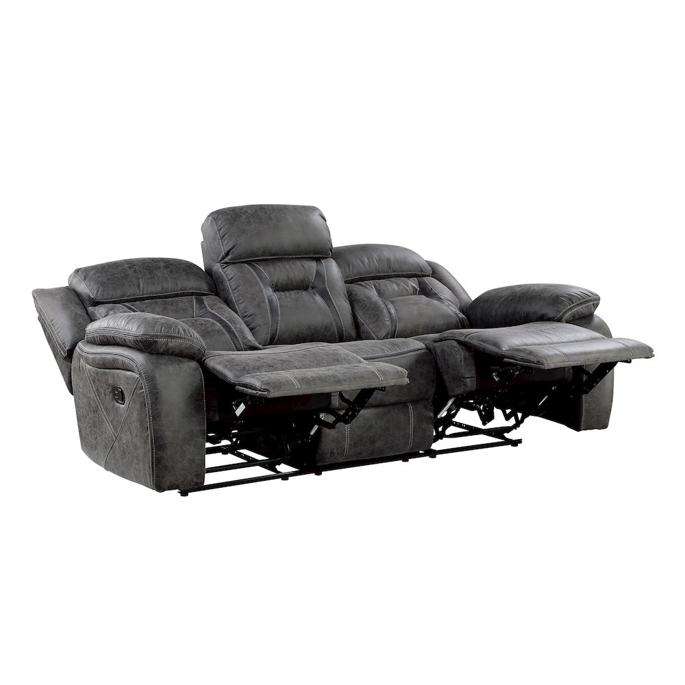 Madrona Microfiber Double Reclining Sofa In Gray. Picture 4
