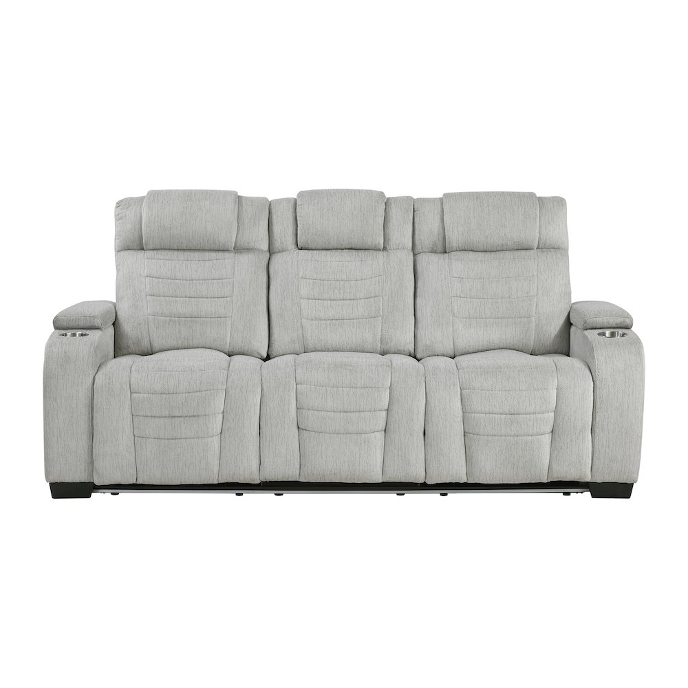 Ronan Microfiber 3pc Set: Sofa, Love, Chair in Light Gray. Picture 4