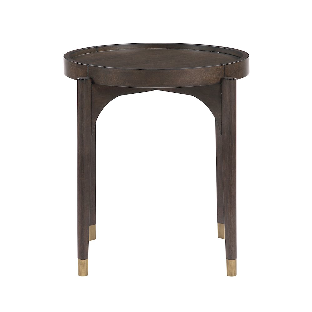 Anton Asian Hardwood End Table in Dark Brown. Picture 4