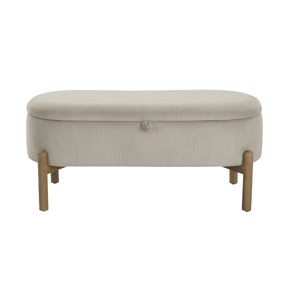 Mavis Corduroy Lift Top Storage Bench in Taupe. Picture 3