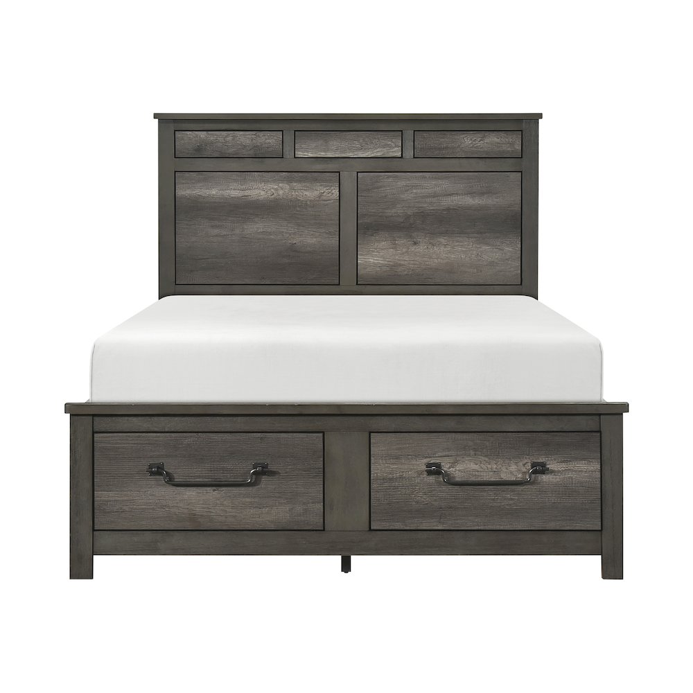 Lenior Asian Hardwood Queen Platform Bed with Footboard Storage in Gray. Picture 4