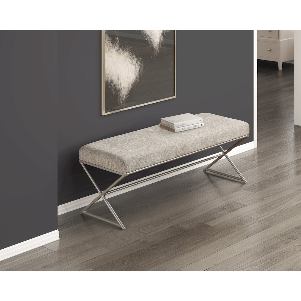Wexley Chenille Bench in Taupe. Picture 2