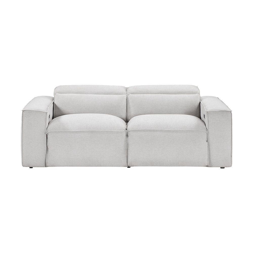 Phoebe Microfiber Power Double Reclining Love Seat in Light Gray. Picture 4