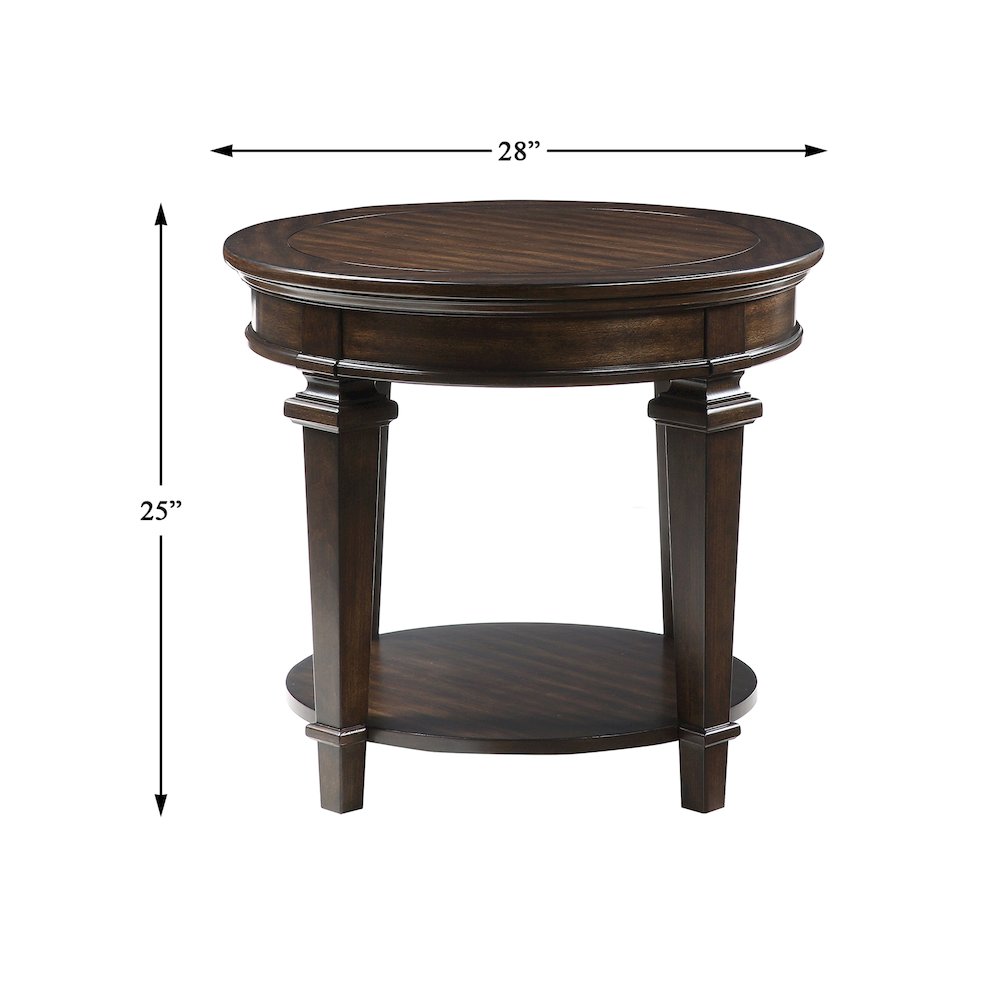 Tobias Poplar Round End Table in Espresso. Picture 4