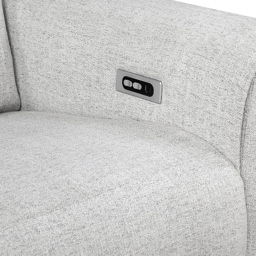 McPherson Chenille Power Double Reclining Love Seat in Cloud. Picture 6
