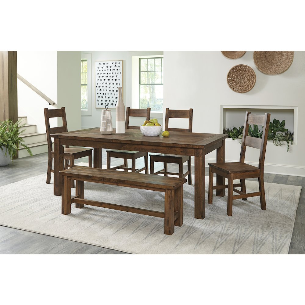 Jerrick Solid Wood Dining Room Bench in Burnished brown. Picture 2