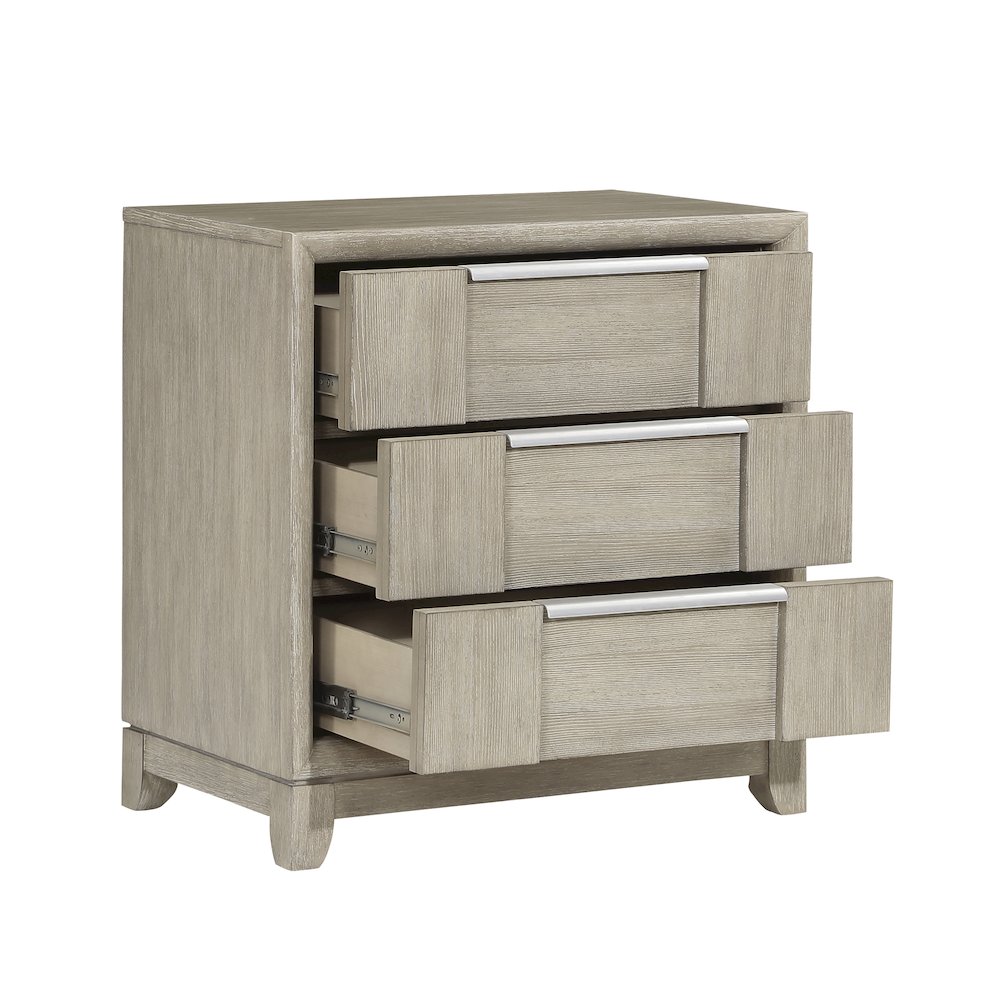 Mckewen Asian Hardwood Nightstand in Light Gray. Picture 4