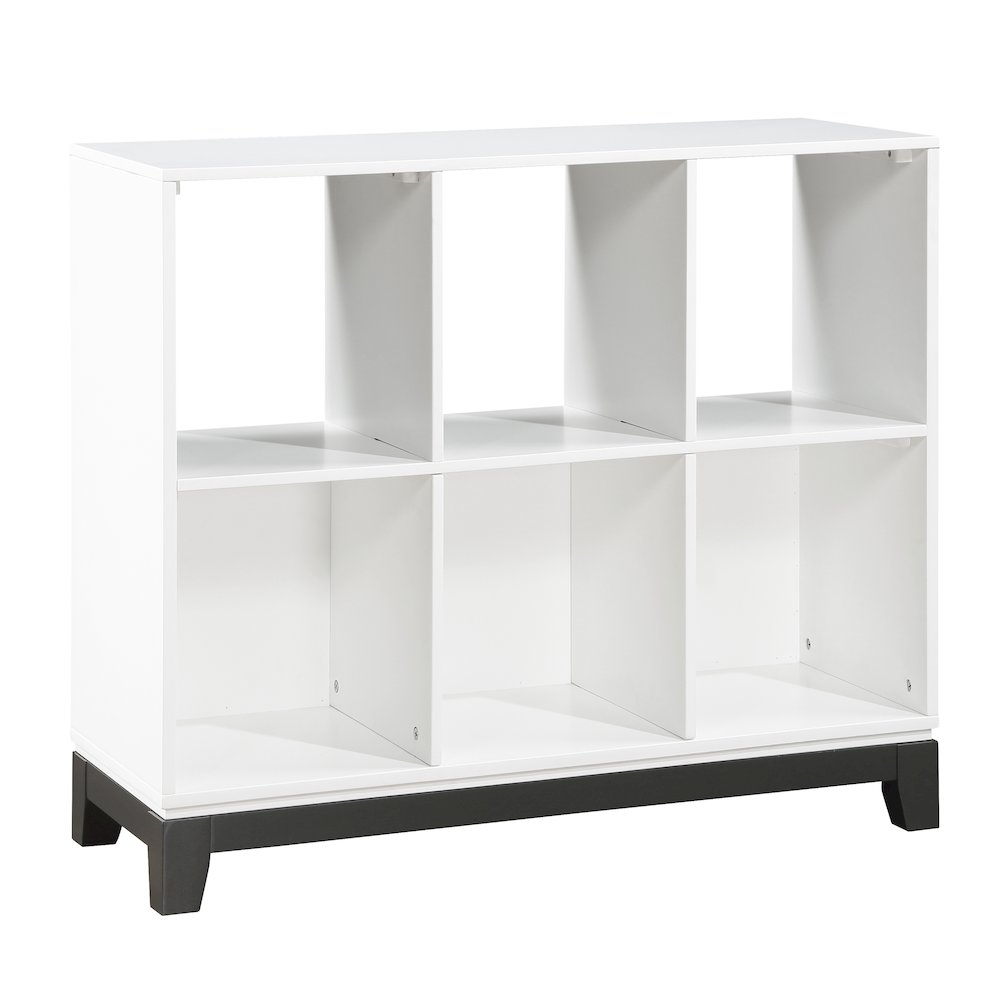 Garretson Acacia Bookcase in 2-Tone Finish (White and Metallic Gray). Picture 1