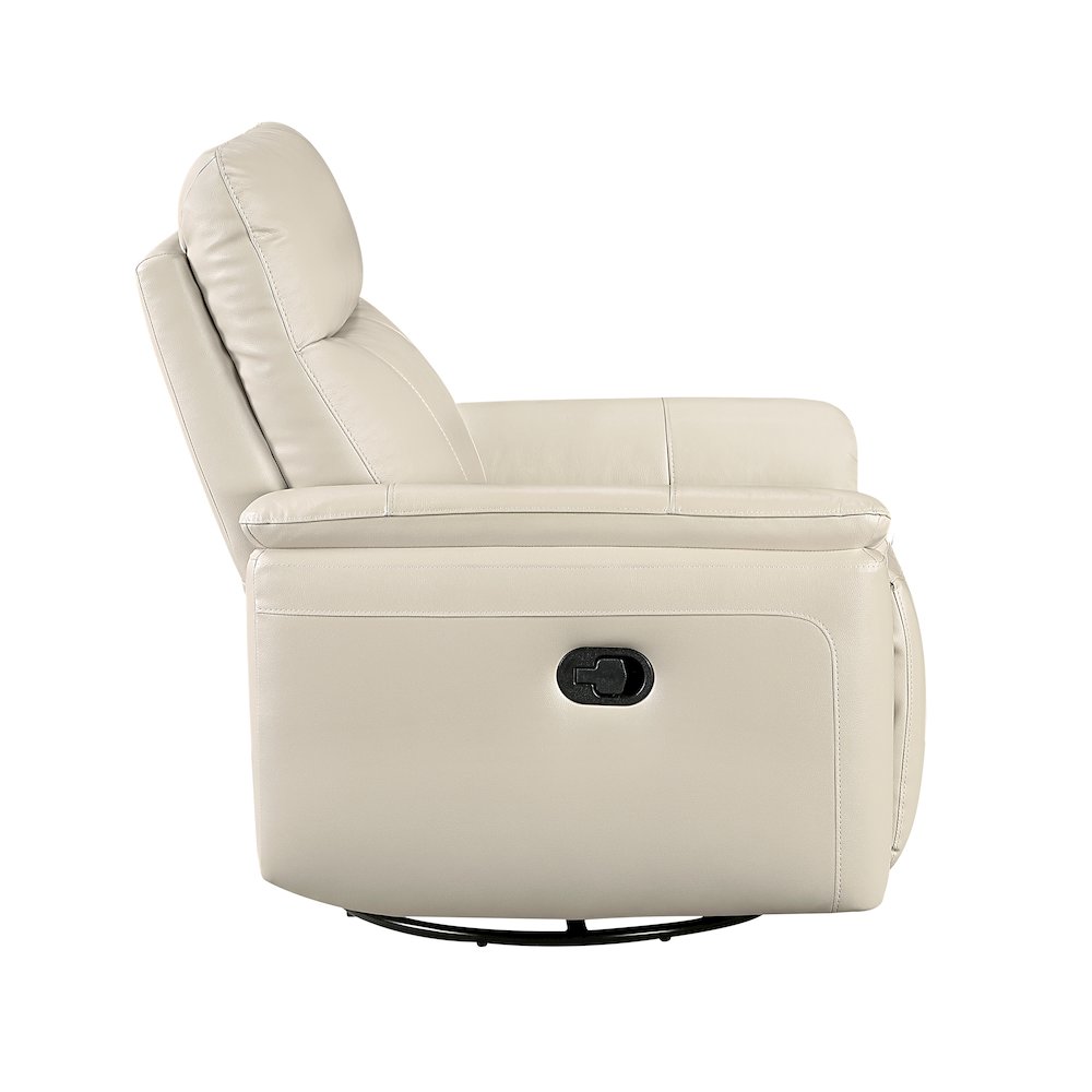 Hadley Leather Swivel Glider Reclining Chair in Taupe. Picture 6