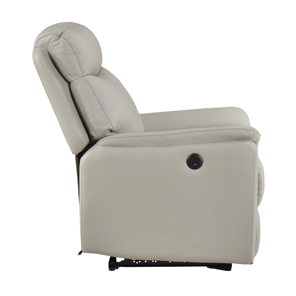 Leif Leather Power Reclining Chair in Light Gray. Picture 6