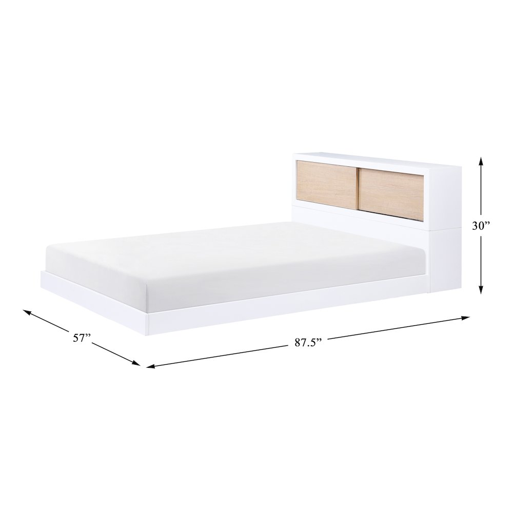 Asker Asian Hardwood Full Bookcase Bed in 2-Tone (White and Natural). Picture 9