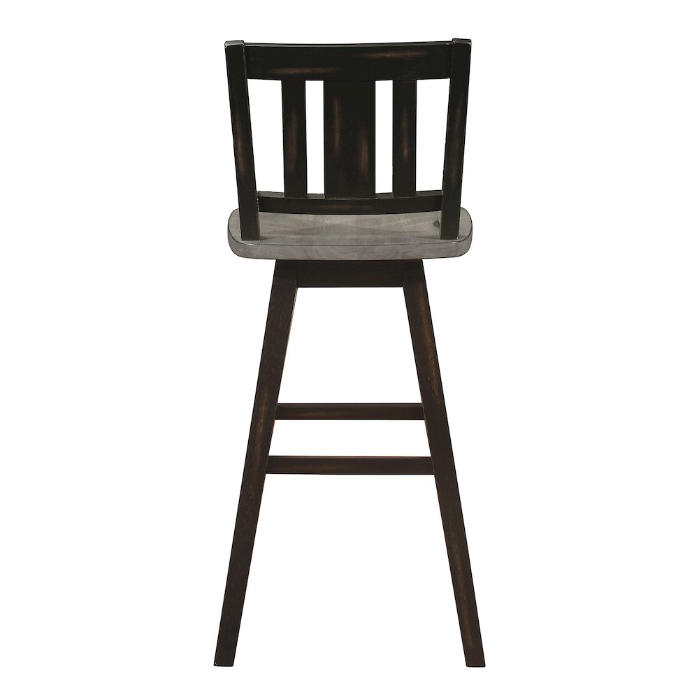 Amsonia Solid Wood Swivel Pub Height Chair, set of 2 in Gray and Black. Picture 3