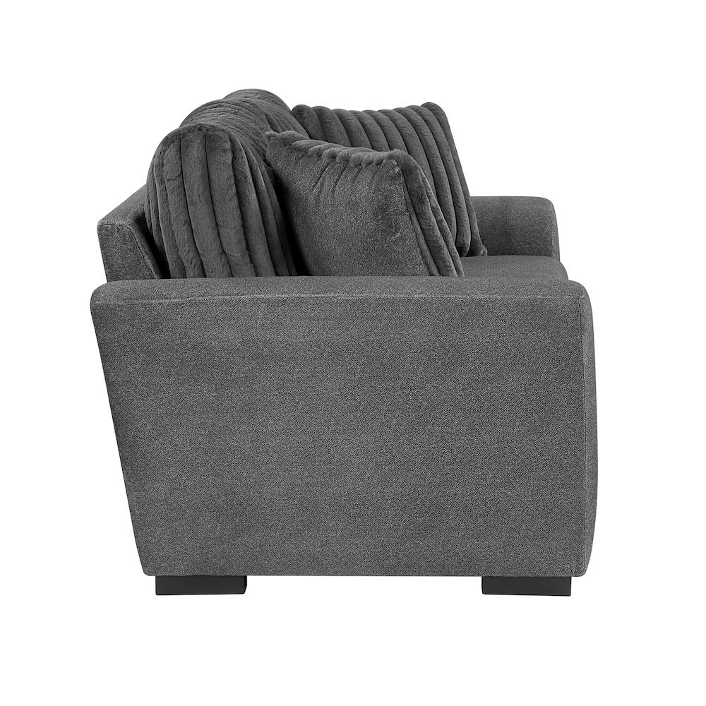 Athena Textured 2pc Set: Sofa, Loveseat in Dark Gray. Picture 10