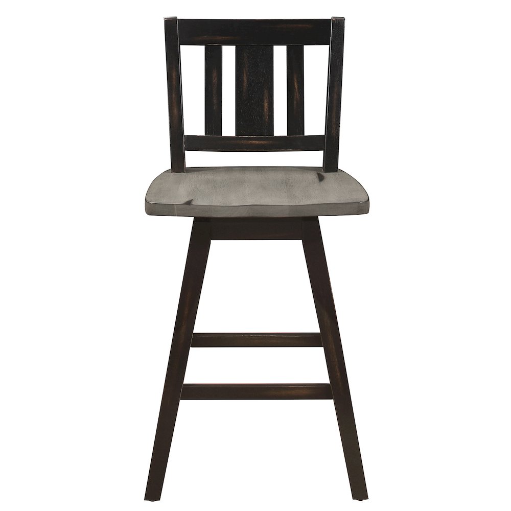 Amsonia Wood Swivel Counter Height Chair, set of 2 in Gray and Black. Picture 5