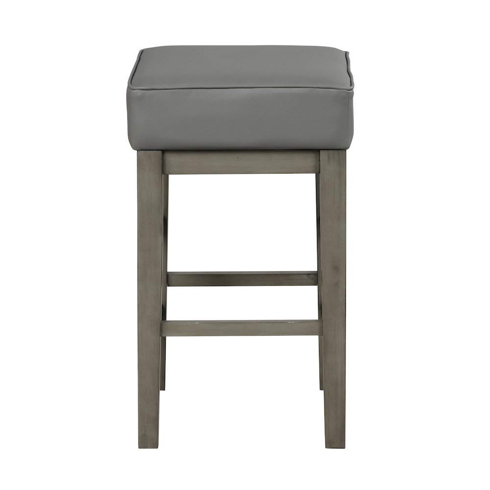 Pittsville Solid Wood 24" Height Square Stool, Set of 2 in Gray. Picture 3