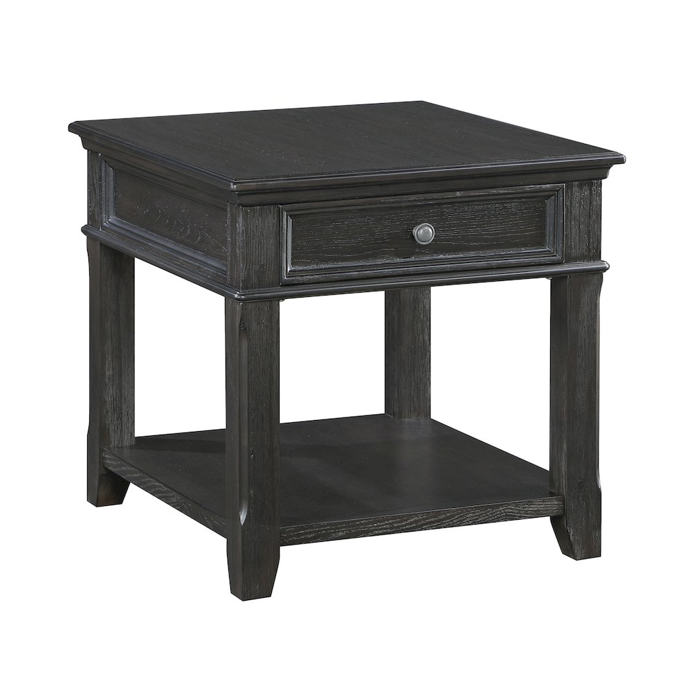 Muriel Pine End Table in Charcoal. Picture 1