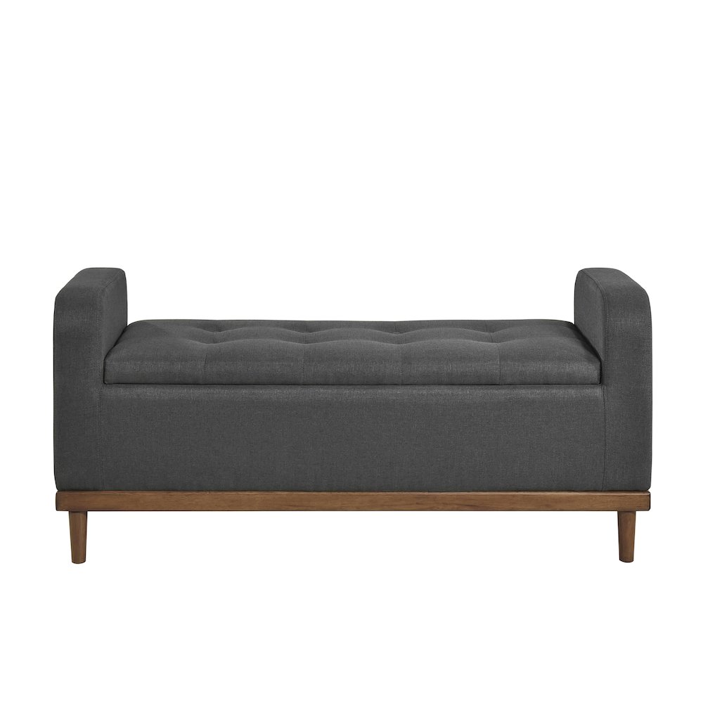 Brigitte Textured Lift Top Storage Bench in Dark Gray. Picture 4