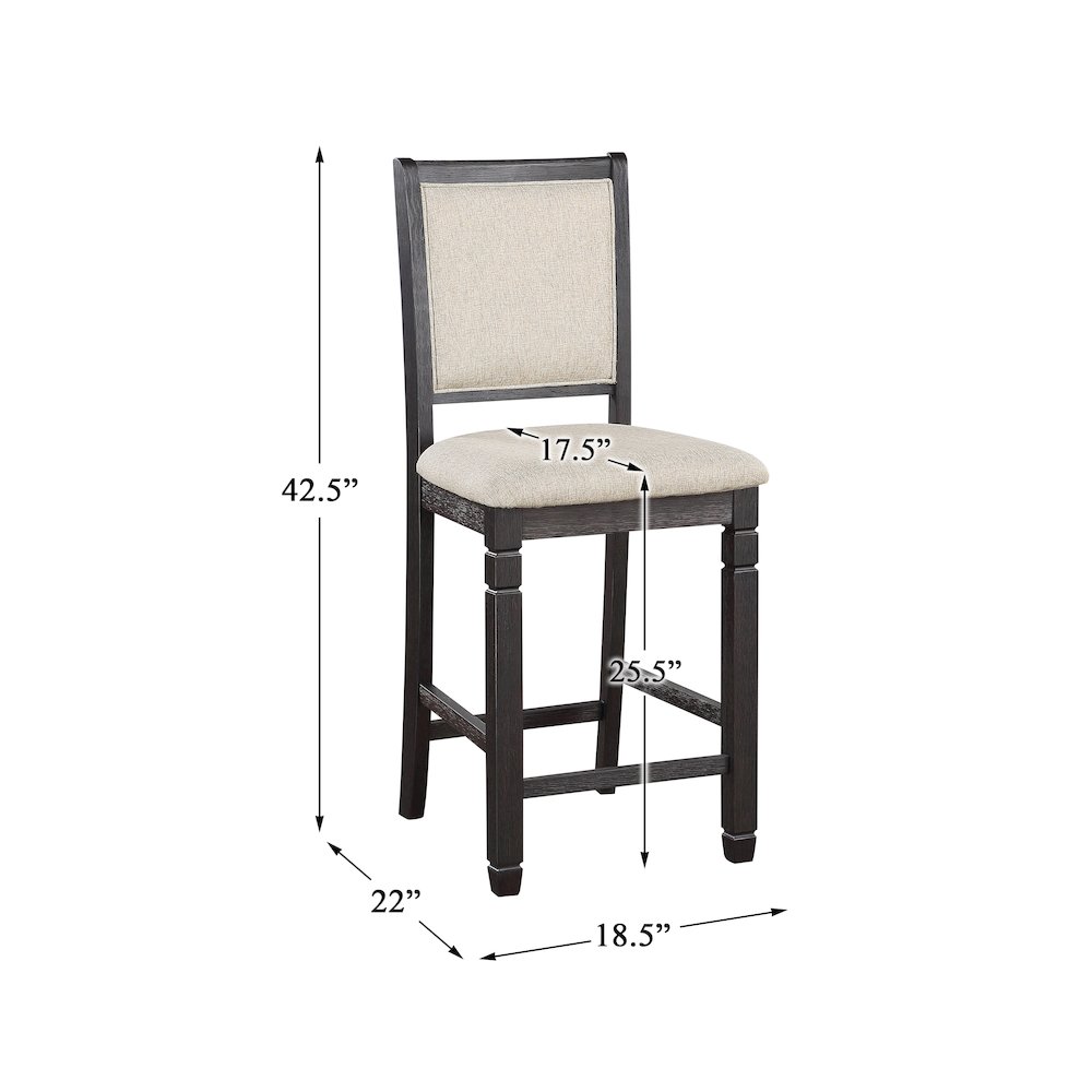 Asher Textured Counter Height Chair, set of 2 in Beige. Picture 4