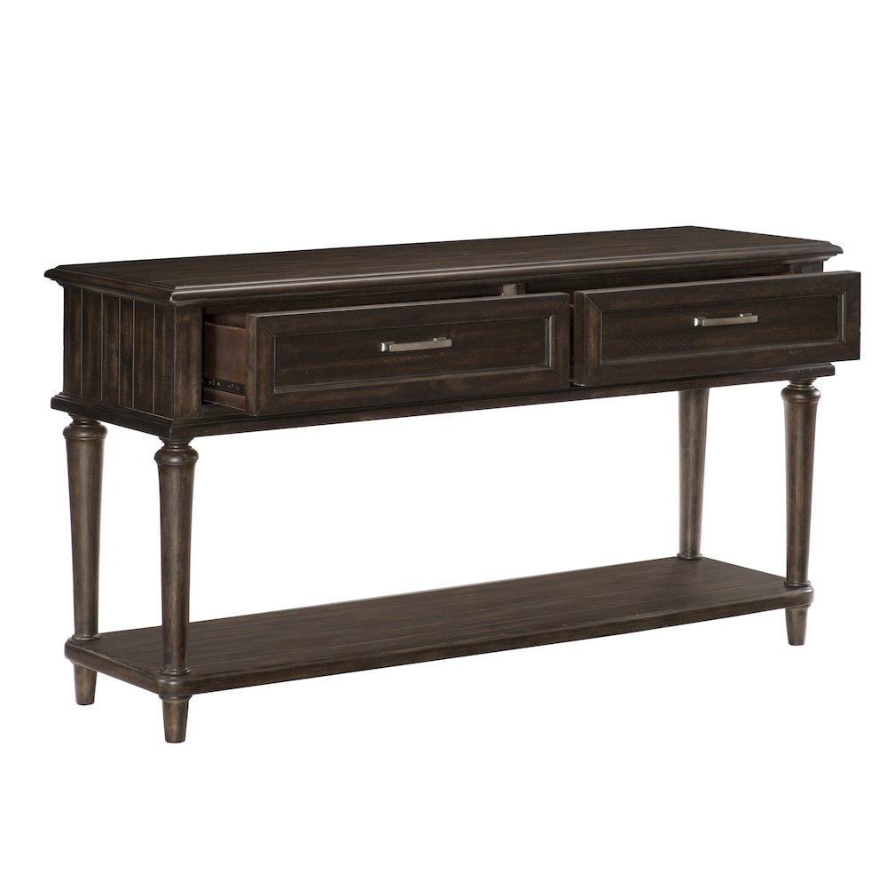 Cardano Asian Hardwood End Table with drawers  in Driftwood Charcoal. Picture 6
