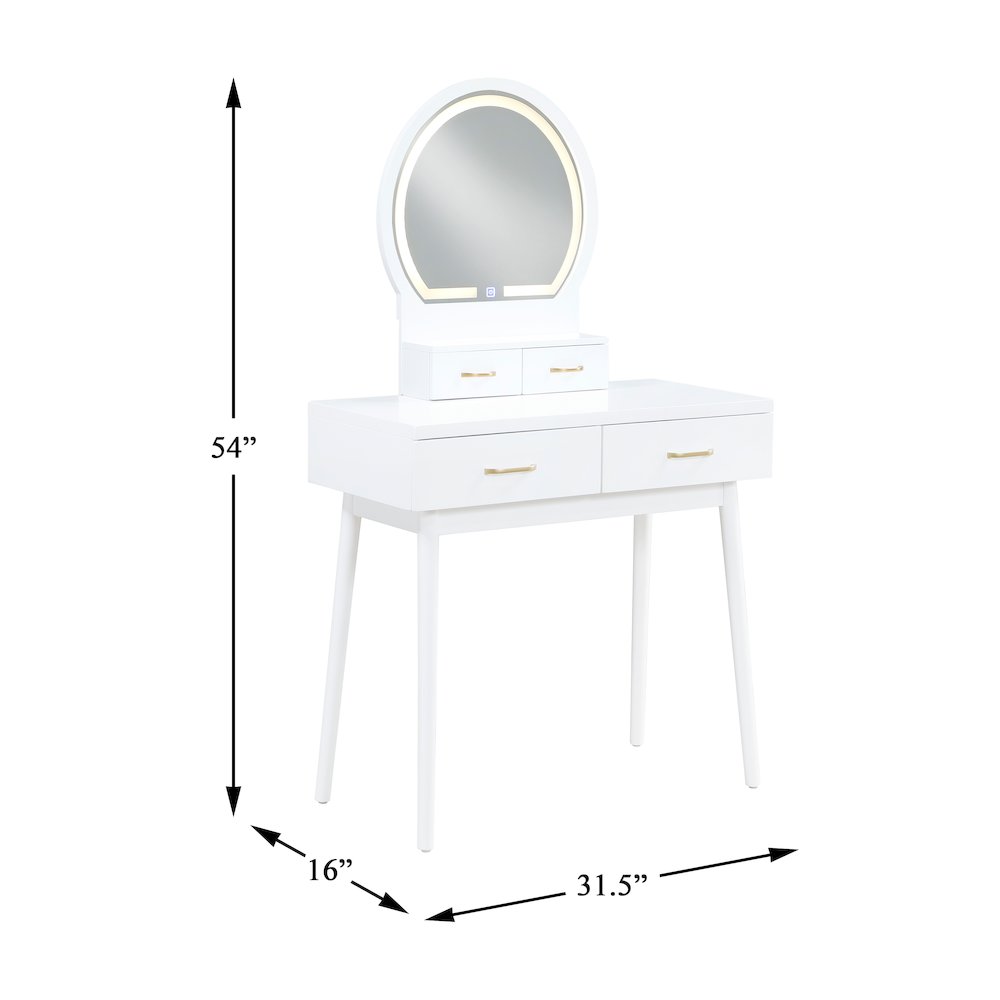Camilla Acacia Vanity Dresser with Mirror and Stool in White. Picture 5