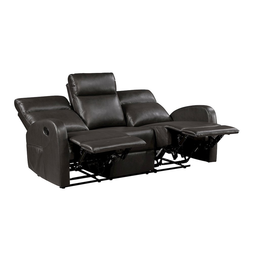 Allen Faux Leather Double Reclining Sofa in Espresso. Picture 6