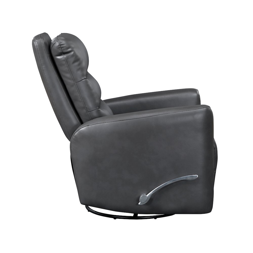 Dimitri Faux Leather Swivel Glider Reclining Chair in Gray. Picture 7