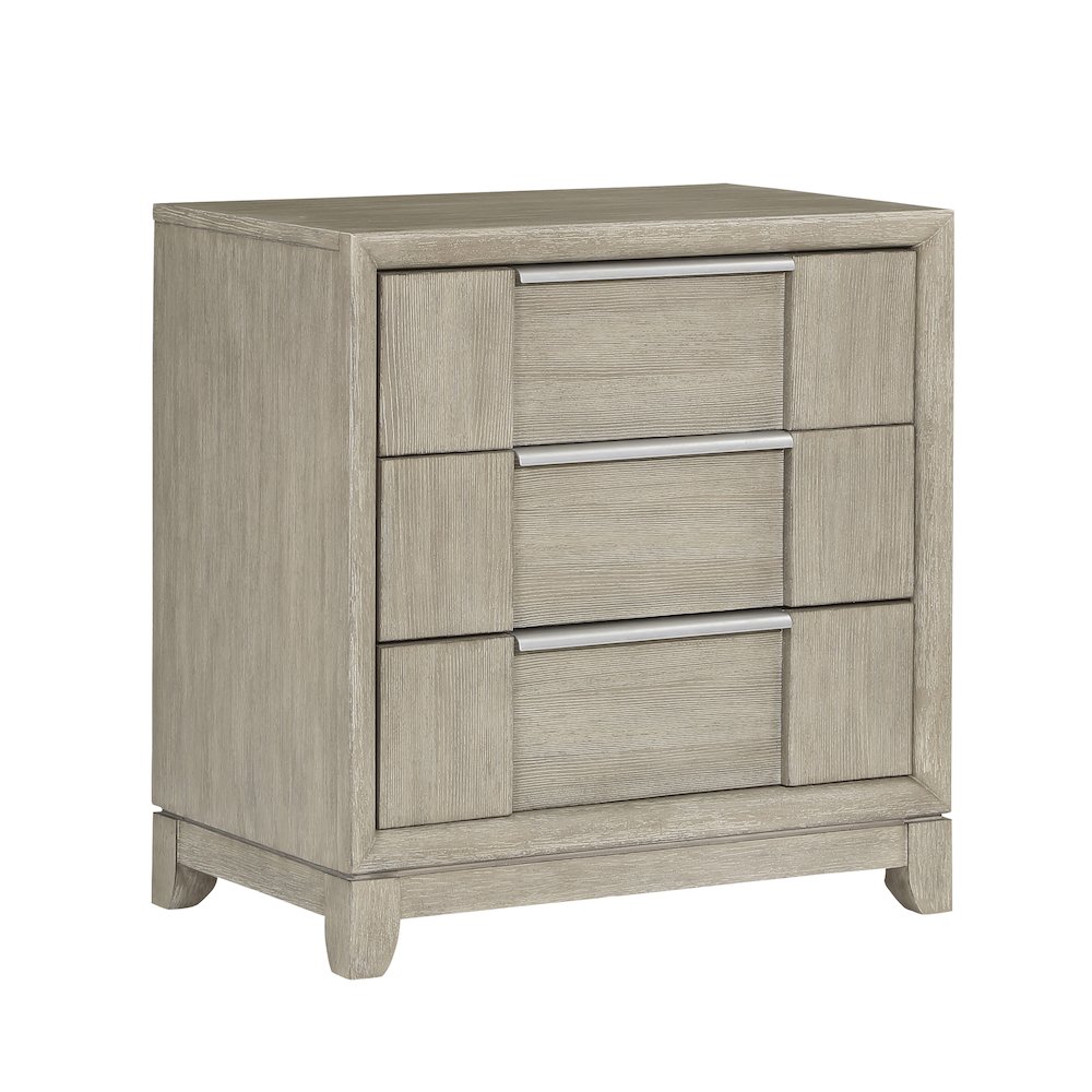 Mckewen Asian Hardwood Nightstand in Light Gray. Picture 1