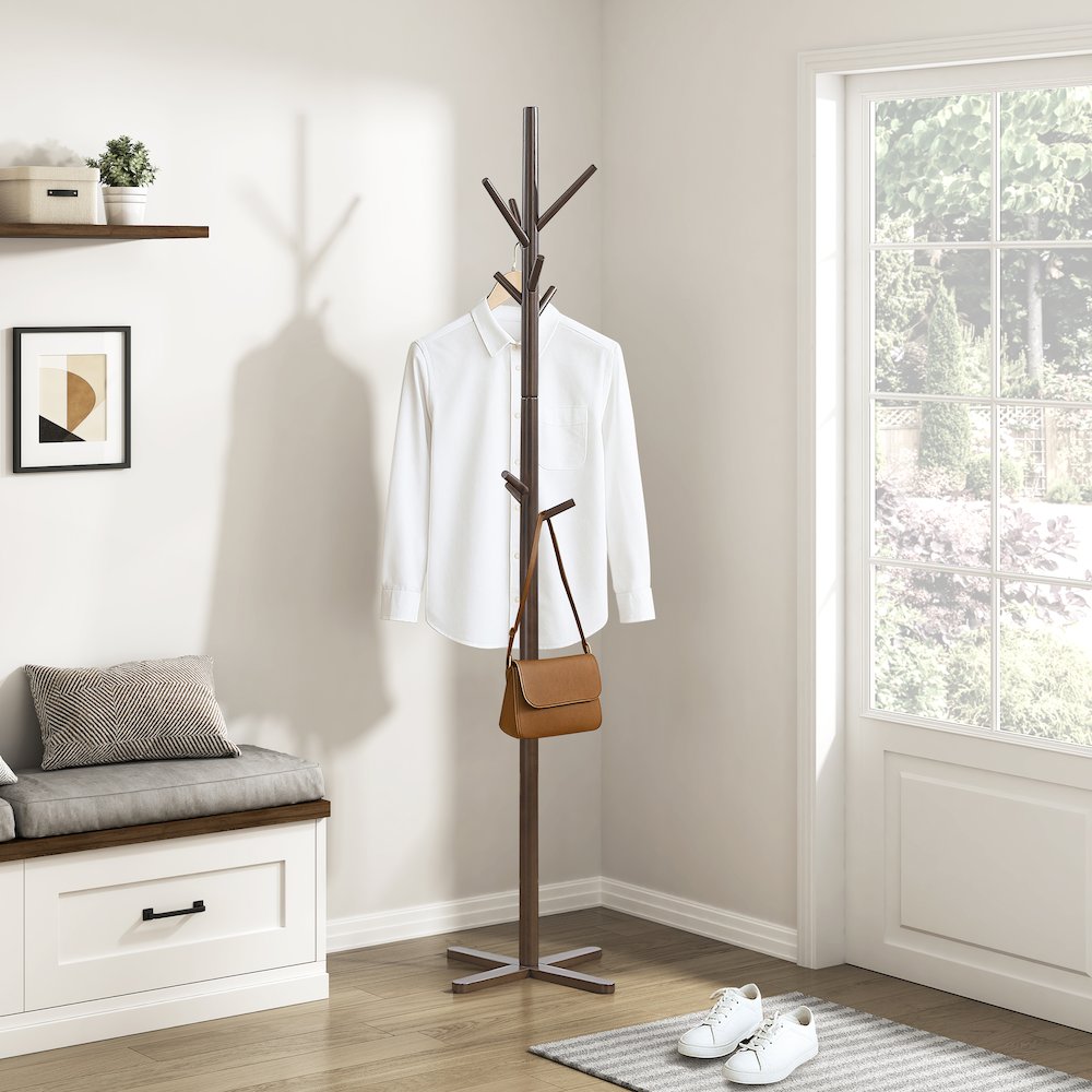 Jack Rubberwood Coat Rack in Dark Brown. Picture 2