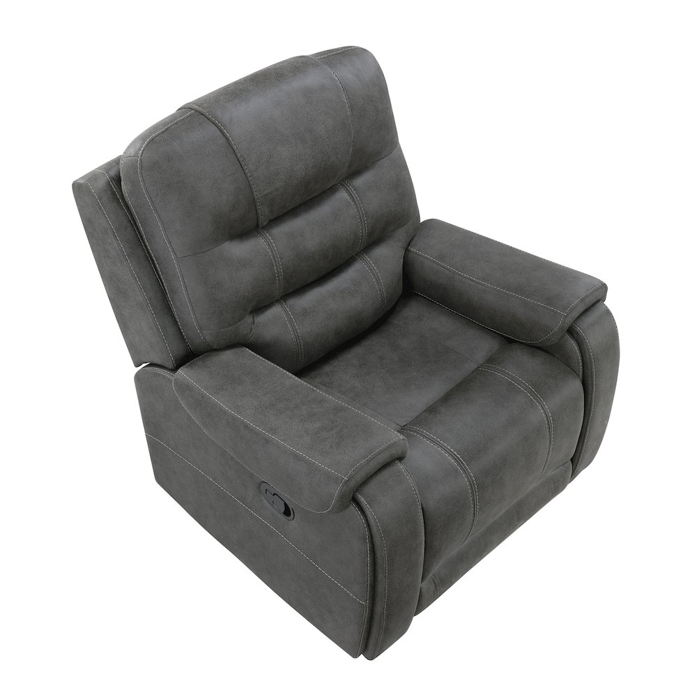 Oberon Microfiber Reclining Chair in Dark Gray. Picture 2