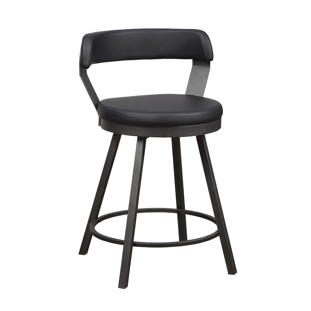 Appert Metal Swivel Counter Height Chair, set of 2 in Black. Picture 1