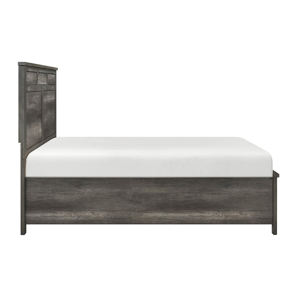 Lenior Asian Hardwood Queen Platform Bed with Footboard Storage in Gray. Picture 7