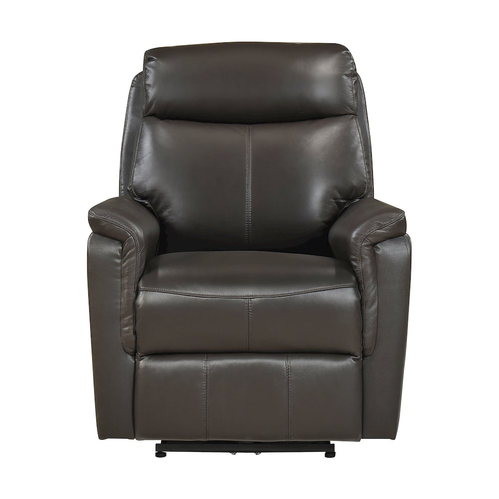 Leif Leather Power Reclining Chair in Dark Brown. Picture 4
