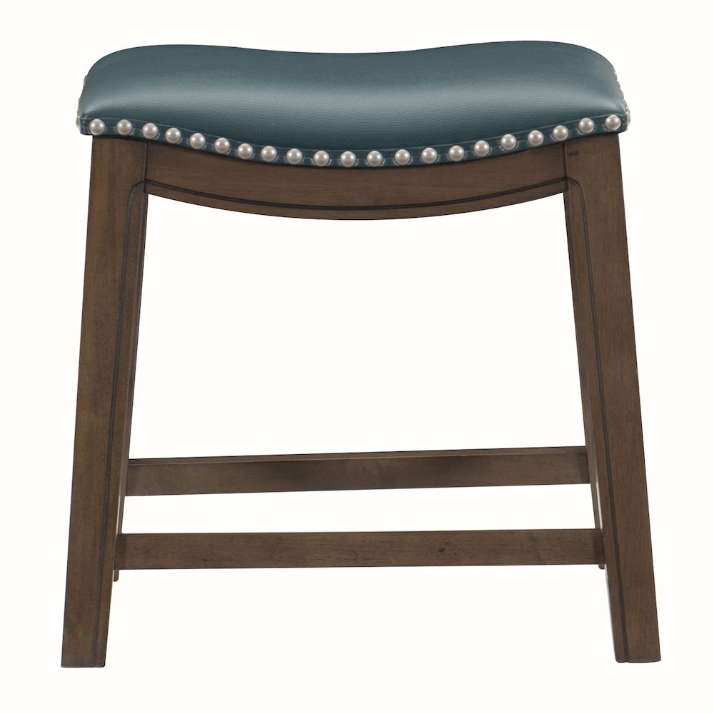 Ordway Solid Wood 18" Height Saddle Stool in Green. Picture 3